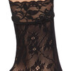 Women's Floral Fishnet Lace Cuff Socks, Black - Socks - 2