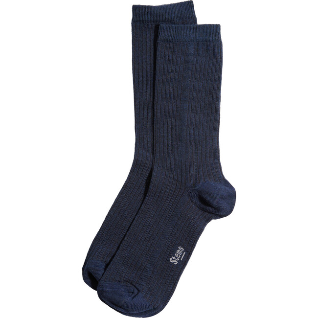 Women's Eco-Conscious Cashmere Crew Socks, Navy