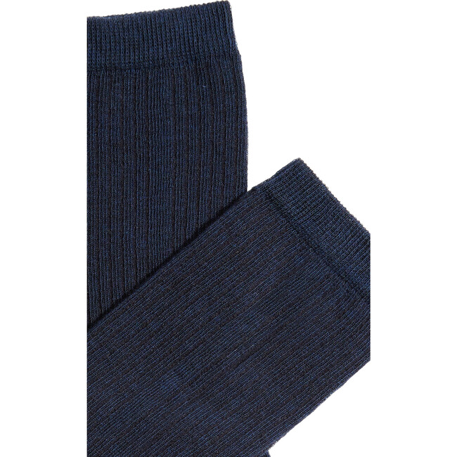 Women's Eco-Conscious Cashmere Crew Socks, Navy - Socks - 2