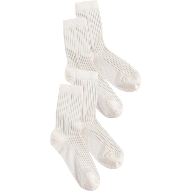 Women's Classic Silky Rib Crew Socks, Ivory (Pack Of 2)