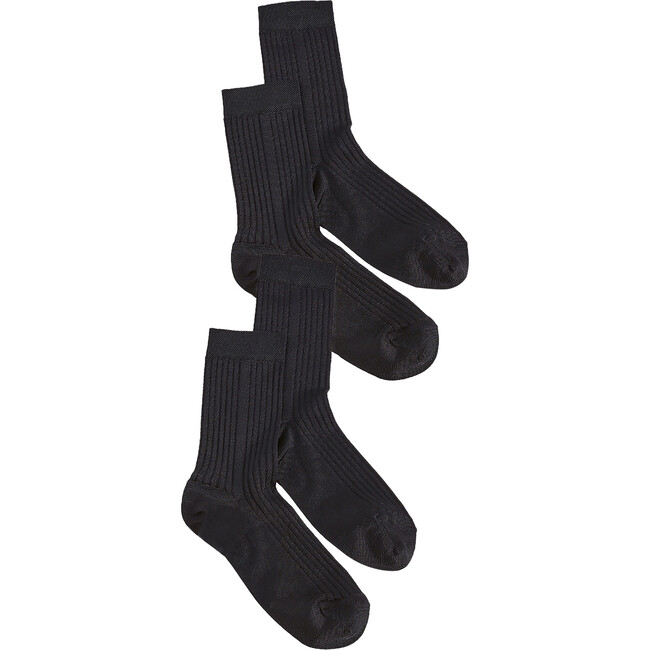 Women's Classic Silky Rib Crew Socks, Black (Pack Of 2)