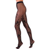 Women's Blooming Floral Sheer Tights, Black - Stockings - 1 - thumbnail