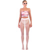Women's Anemone Striped Floral Sheer Tights, Ivory - Stockings - 2