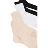 Women's Cable Knit Sheen Crew Socks, Ivory, Oat & Black (Pack Of 3) - Socks - 2