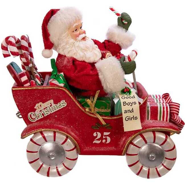 8.5-Inch Fabriché Musical Santa in Candy Car - Accents - 3