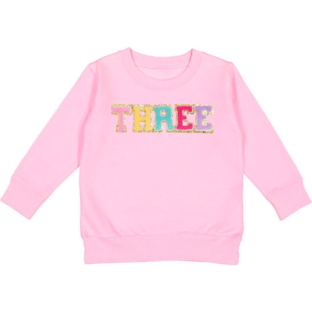 Third Birthday Patch Sweatshirt, Pink - Sweatshirts - 1