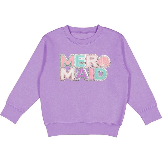 Mermaid Patch Sweatshirt, Lavender - Sweatshirts - 1