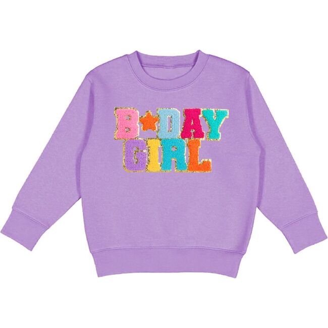 Birthday Girl Patch Sweatshirt, Lavender - Sweatshirts - 1