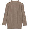 Marled Multi Knit Crew Neck Sweater, Taupe - Sweaters - 1 - thumbnail