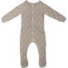 Diamond Pointelle Long Sleeve Footie, Beige - Footie Pajamas - 1 - thumbnail