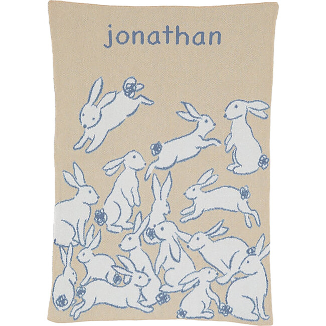 Personalized Baby Rabbits Blanket, Blue