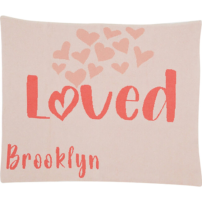 Personalized Baby Loved Blanket, Coral Pink