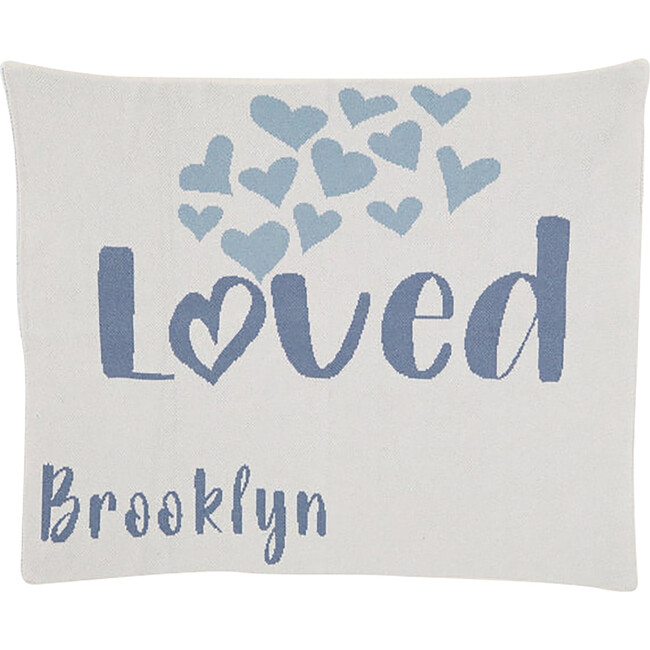 Personalized Baby Loved Blanket, Blue - Blankets - 1