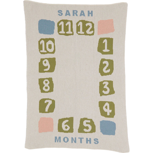 Personalized Baby Block Milestone Blanket, Multi