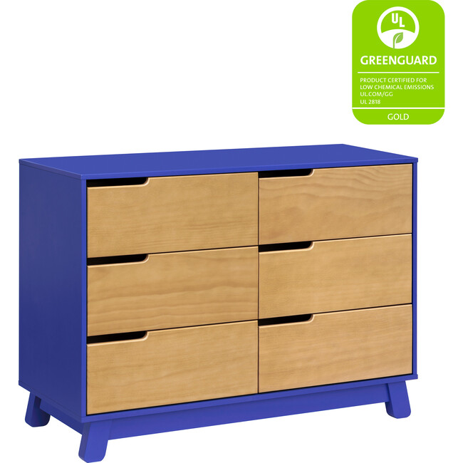 Hudson 6-Drawer Assembled Double Dresser, Cobalt & Honey - Dressers - 10