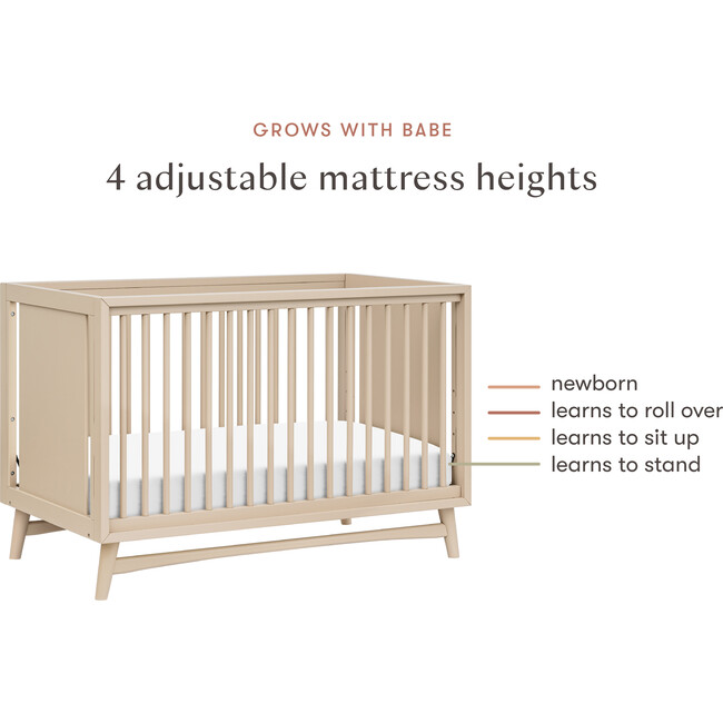 Peggy 3-In-1 Convertible Crib With Toddler Bed Conversion Kit, Taupe - Cribs - 7