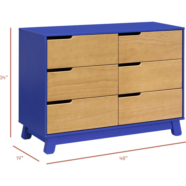 Hudson 6-Drawer Assembled Double Dresser, Cobalt & Honey - Dressers - 9