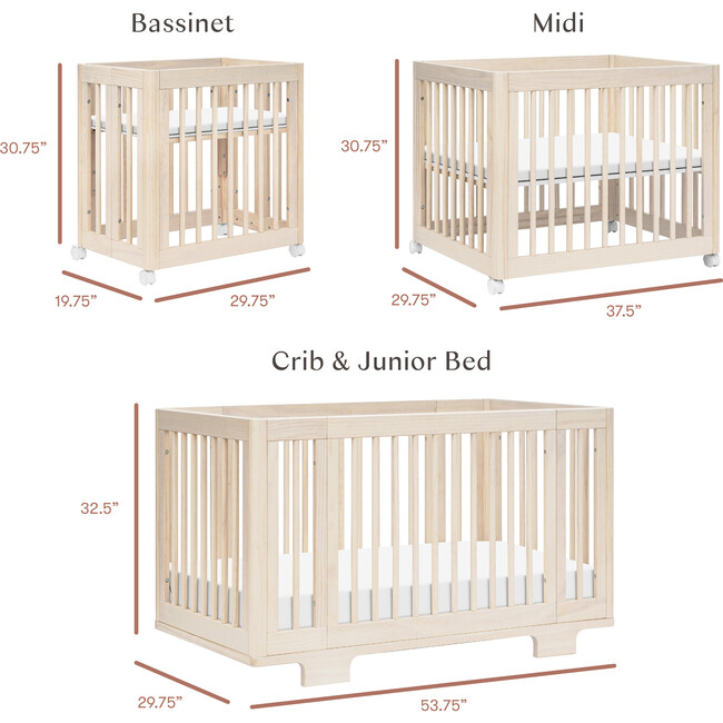 Yuzu 8-In-1 Convertible Crib With All-Stages Conversion Kits, Washed Natural - Cribs - 8