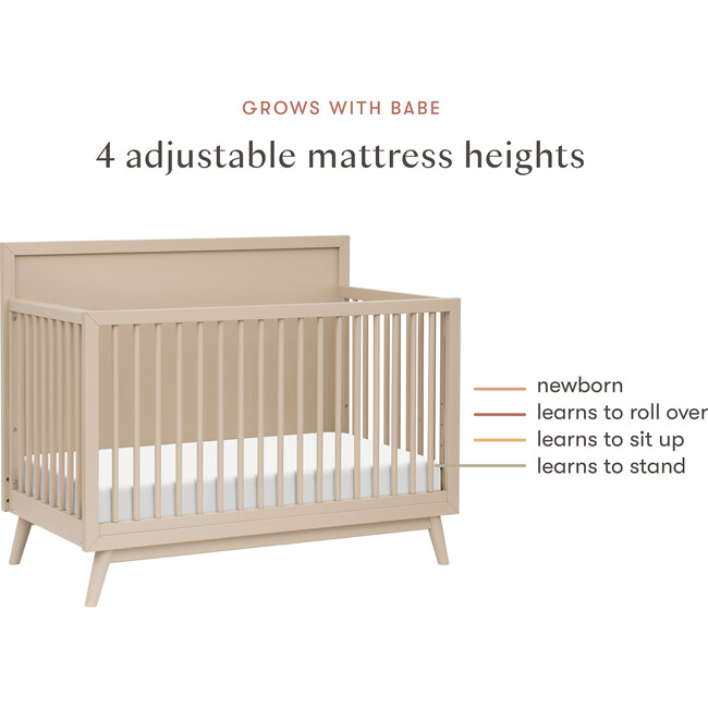 Palma 4-In-1 Convertible Crib With Toddler Bed Conversion Kit, Taupe - Cribs - 8