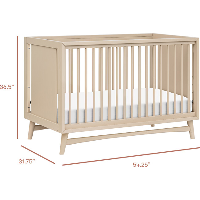 Peggy 3-In-1 Convertible Crib With Toddler Bed Conversion Kit, Taupe - Cribs - 9