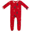 Reindeer Zippered Footie, Red - Footie Pajamas - 1 - thumbnail