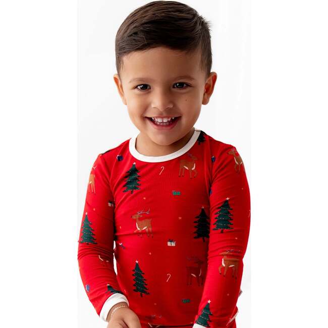 Reindeer Pajama Set, Red - Pajamas - 2