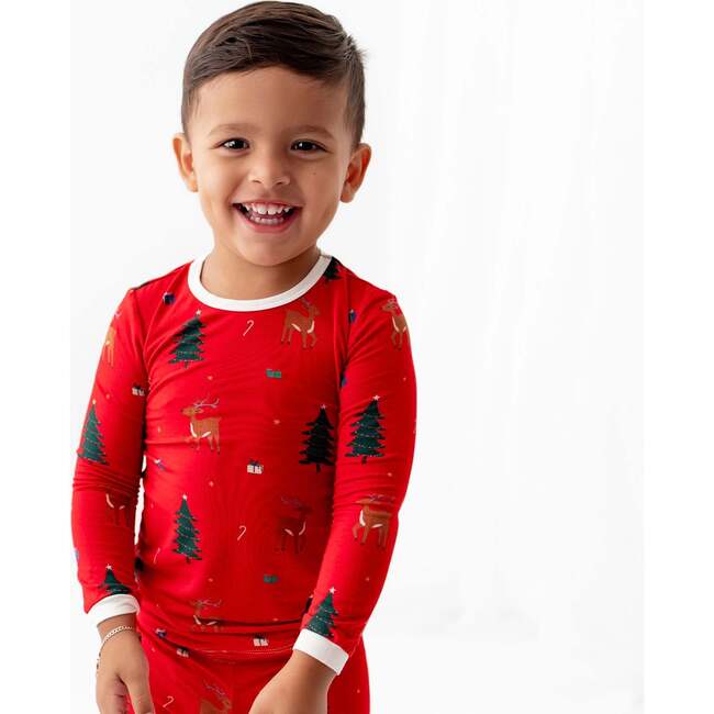 Reindeer Pajama Set, Red - Pajamas - 3