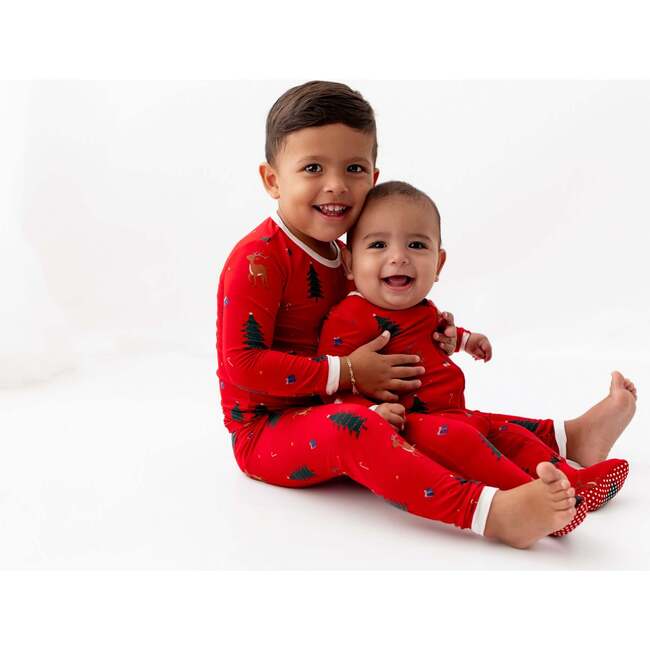 Reindeer Pajama Set, Red - Pajamas - 4