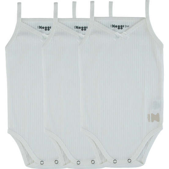 Ribbed Girls Tank Bodysuits, White (3-Pack) - Onesies - 1