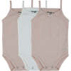 Ribbed Girls Tank Bodysuits, Mauve + White (3-Pack) - Onesies - 1 - thumbnail