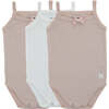 Pointelle Girls Underwear Set, Mauve + White (3-Pack) - Onesies - 1 - thumbnail