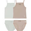 Pointelle Girls Underwear Set, Mauve + White (2 Sets) - Underwear - 1 - thumbnail