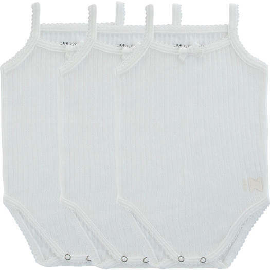 Pointelle Girls Tank Bodysuits, White (3-Pack)