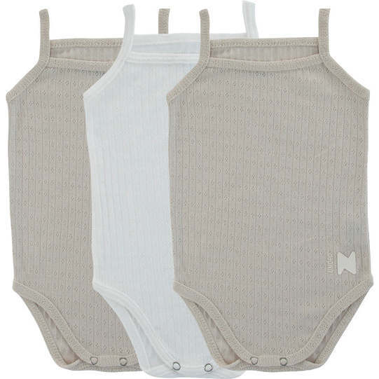 Pointelle Boys Tank Bodysuits, Natural + White (3-Pack)