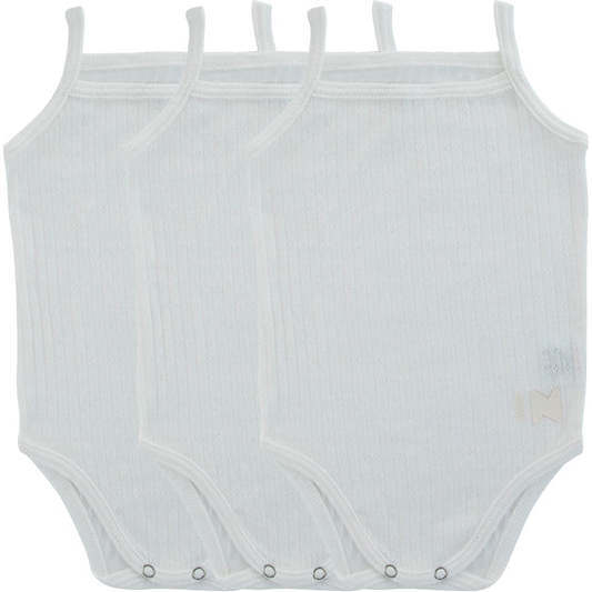 Pointelle Boys Tank Bodysuits, White (3-Pack) - Onesies - 1