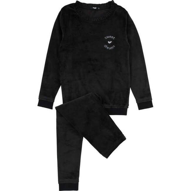 Girls Sweet Dreams Velour Loungewear Set, Black