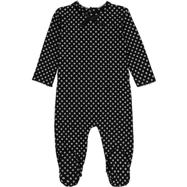 Girls Bamboo Pattern Footie, Black - Footie Pajamas - 1