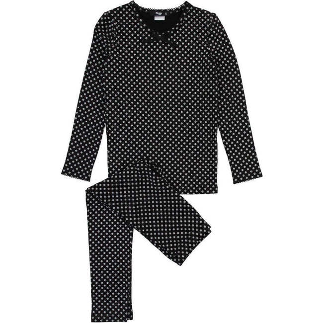 Girls Bamboo Pattern Loungewear Set, Black