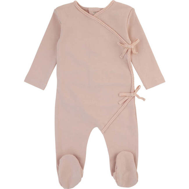 Double Bow Braided Wrap Footie, Pink