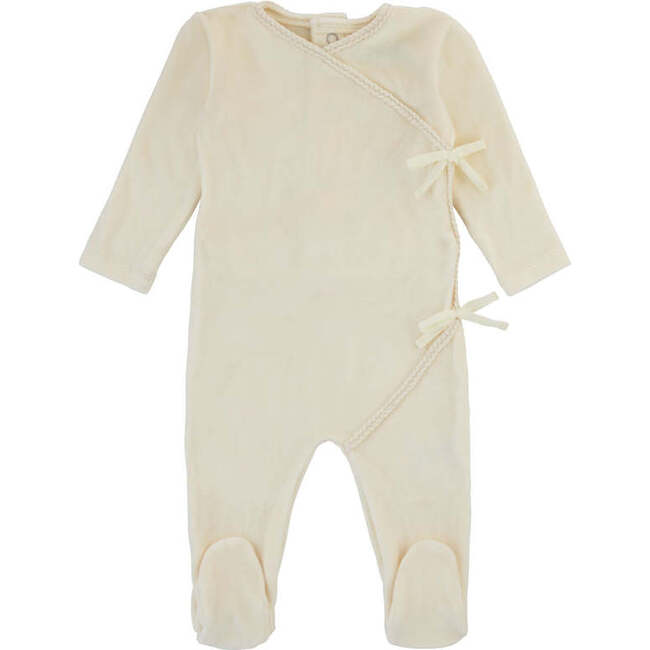 Double Bow Braided Wrap Footie, Ivory