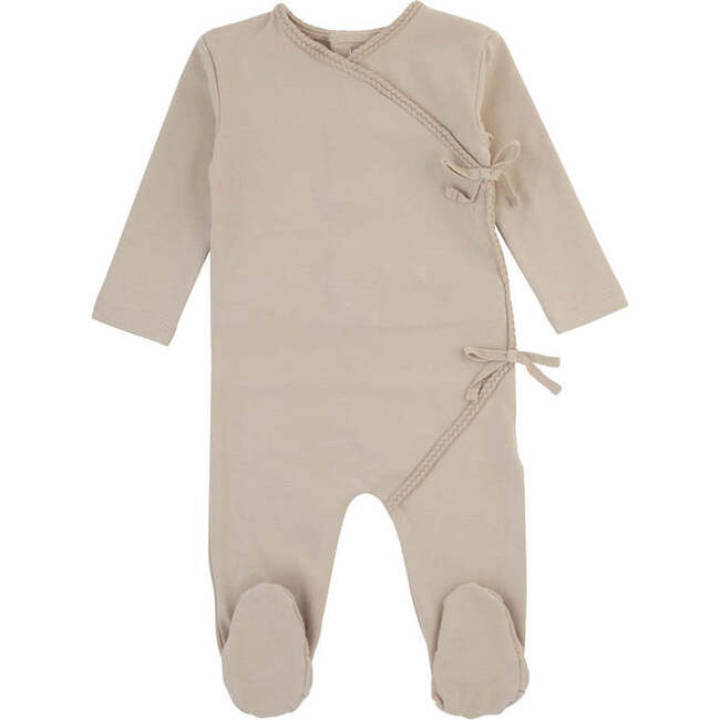 Double Bow Braided Wrap Footie, Tan