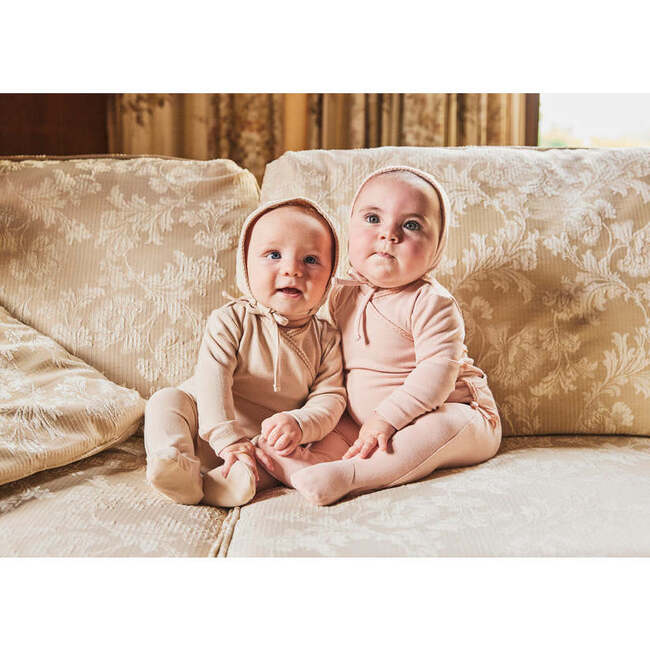 Double Bow Braided Wrap Footie, Tan - Footie Pajamas - 2