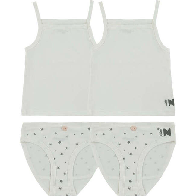 Button Collection Girls Underwear Set, White (2 Sets)