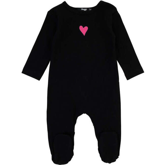 Satin Trim Footie, Pink Heart - Footie Pajamas - 1