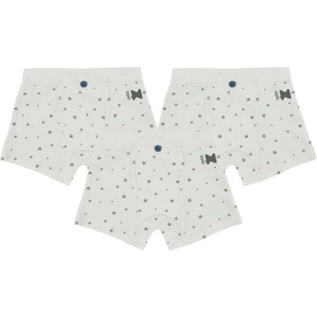 Button Collection Boys Boxers, White (3-Pack)