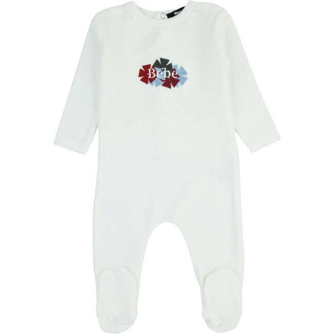 Boys Clover Embroidered Footie, White - Footie Pajamas - 1