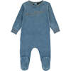 Bonne Nuit Velour Footie, Blue - Footie Pajamas - 1 - thumbnail