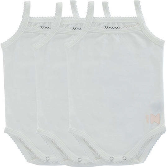 Basic Girls Tank Bodysuits, White (3-Pack)