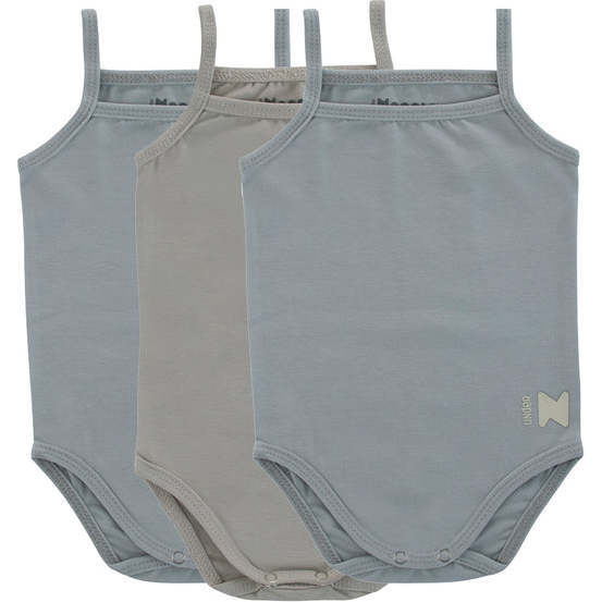 Basic Tank Bodysuits, Blue + Taupe (3-Pack)