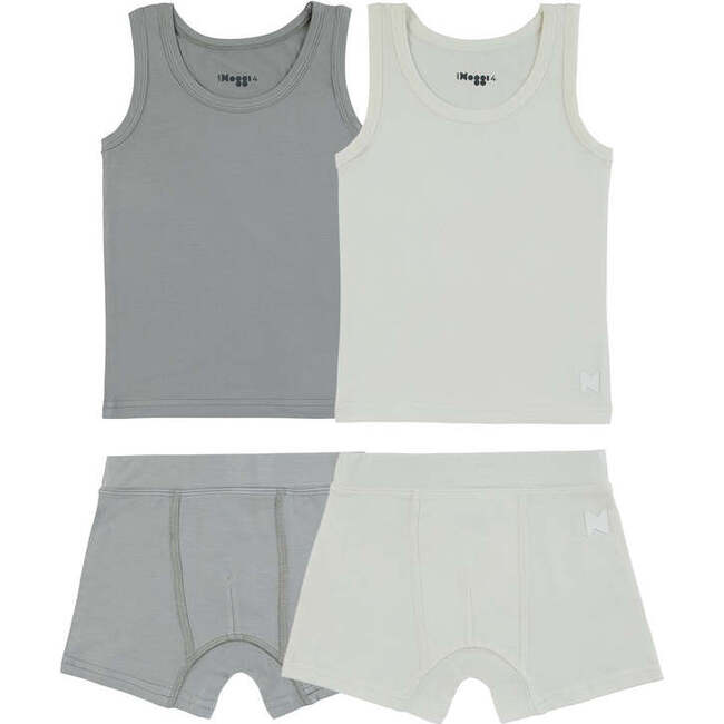 Bamboo Cotton Underwear Set, Blue + White (2 Sets)